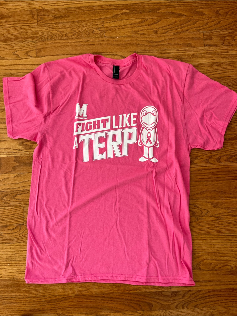 Maryland Terrapins TERPS T-Shirt L "M Fight Like a TERP" Breast Cancer Awareness
